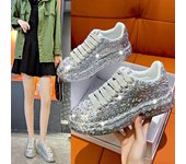 Zapatos vulcanizados de lujo con diamantes de imitación para mujer, zapatillas de plataforma con cordones, para caminar al aire libre, para primavera 35