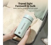 Hervidor eléctrico portátil de viaje, hervidor eléctrico portátil de acero inoxidable de 500ml para agua hirviendo EU Plug verde