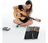 Ammoon Mini atril de música de escritorio, libro de cocina portátil, tableta, libro para teléfono inteligente negro