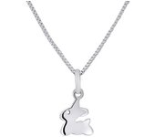 Colgante Infantil - LÉA &; ARTHUR - Motivo CONEJO - Oro blanco 375 - Joyería hipoalergénica - Bolsa de regalo