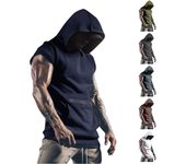 Chaleco Casual Sin Mangas con Capucha De Verano para Hombres Chaleco Deportivo De Color Sólido Chaleco Informal Chaleco para Hombres XL negro