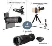 APEXEL APLT18XBZJ5 Teleobjetivo 4 en 1 Kit universal de lentes para teléfono móvil Teleobjetivo para teléfono móvil 18X