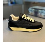 Zapatillas deportivas cómodas para hombre, zapatillas de deporte con cordones para otoño de 2024, zapatillas de deporte de cuero suave para hombre, zapatos deportivos retro para hombre 39 negro