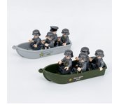 Soldados Marines Barco de camuflaje Bloques de construcción militares Accesorios para minifiguras Juguetes de bricolaje Mini bote de goma Modelo de barco Juguetes de ladrillo para niños verde