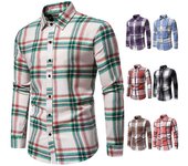 Camisas a cuadros retro clásicas para hombres Camisa de manga larga Chaqueta Camisa a cuadros de negocios informal para hombres Camisas de solapa de trabajo ligeras S púrpura