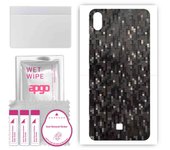 Adhesivo protector trasero apgo compatible con LG K20 (2019), Película envolvente, lámina, vinilo - Patrón Pixel negro carbón