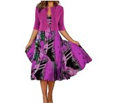 Vestido estampado para mujer, cárdigan con lazo, vestido largo elegante de verano S color rosa