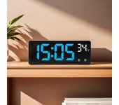 Reloj despertador con espejo y Control por voz, despertador Digital con temperatura Dual, despertador de mesa de escritorio, modo nocturno, LED de 12/24H Mirror negro/blanco