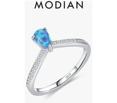 MODIAN Anillos de ópalo exquisitos de plata esterlina 2023 925 para mujer, diseño moderno, regalo de aniversario de bodas, joyería fina 5 plata