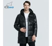 ICEbear Chaqueta con capucha informal de alta calidad para hombre 2022, nueva chaqueta de algodón de longitud media de invierno, ropa de marca para hombre 46 negro