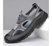 Sandalias huecas para hombre, calzado deportivo ligero e informal para exteriores, antideslizantes, para playa, de malla transpirable, Erkek Ayakkabı 45 gris