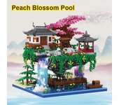 Casa de bloques de construcción Suzhou Garden DIY para niños, 3320 Uds., piscina de flor de melocotón, árbol de aire, bloques de montaje, juguete, luz LED, Mini diamante azul marino