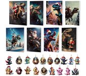 Calendario de cuenta regresiva de Navidad con adornos de bebé dragón en el interior, 24 piezas de adornos colgantes de dragón, calendario de adviento de bebé dragón de dibujos animados para niños G