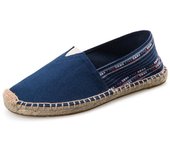 Alpargatas para hombre, zapatos de verano sin cordones con retales para hombre, mocasines para hombre, zapatos de lona transpirables para hombre, zapatos de moda envueltos en yute con rayas negras 45