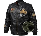 Chaqueta de cuero PU con forro polar grueso para hombre, ropa acolchada de algodón gruesa para hombre y ropa de motocicleta para hombre M marrón