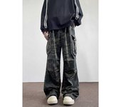 Pantalones vaqueros de color claro lavados de estilo urbano americano para hombre y mujer, de pierna recta, ligeramente acampanados, holgados y de pierna ancha, para otoño e invierno. S