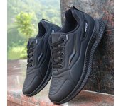 Zapatillas de deporte impermeables de cuero de otoño para hombre, zapatos deportivos informales para hombre, zapatos de trabajo de moda negros, zapatillas de deporte a la moda para hombre, calzado masculino 38 negro