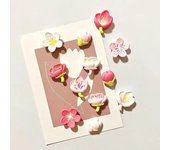 12 piezas de pizarra blanca creativa con dibujos animados, imán para nevera, resina con flores rosas, imanes decorativos para nevera