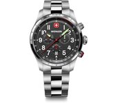 Reloj WENGER TERRAGRAPH CHRONO Cronógrafo Caja de Acero Inoxidable Esfera Negra Brazalete de Acero Inoxidable Cuarzo Resistente al Agua 100m Garantía de 3 Años Regalo