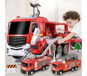 Coche de juguete de fuego para niños de gran tamaño que puede rociar agua, simulación de niño, escalera rociadora, juego de modelos de coche de rescate de aleación
