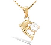 Les Trésors De Lily [B9386] - Colgante chapado en oro 'Tender Dolphins' Oro blanco - 10x13 mm oro
