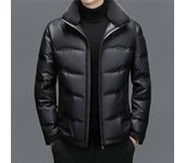 Chaqueta de plumón informal con capucha corta de piel de oveja de invierno para hombre, chaqueta de cuero genuino cálida y gruesa XXXXL