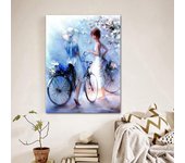 Arte de la pared acrílico hecho a mano taladro completo bicicleta niñas diamante cruz punto de la cama de decoración redonda 20X30CM