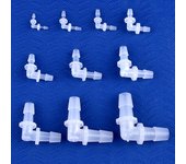 10 piezas/lote de conectores de codo de polipropileno de 1,6 a 11,1 mm para aireador de tanque de acuario, bomba de aire, codo de 90 grados, juntas de manguera de púas para riego de jardín médico 1.6mm (10 Pieces)