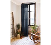Rideau ajustable + 8 anneaux pince  Gaîa  140 x 300 cm  Gaze de Coton  - Gaïa Minuit