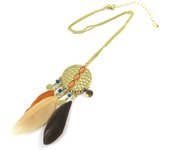 Les Trésors De Lily [N8859] - Collar de diseño 'Navajos' naranja marrón dorado