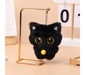 1 pieza de muñeco de peluche suave con forma de gatito de dibujos animados, colgante con campana bonita, llavero de gato negro, llavero de coche, mochila, bolsa, decoración, regalo para niños