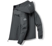 Chaqueta con capucha para hombre, cortavientos, abrigos, chaqueta de carga informal para primavera y otoño M negro