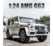 Nuevo 1:Coche de juguete AMG G63 de aleación de zinc fundido a presión, modelo 24, con sonido y luz, ideal para niños, colección de regalos y adornos. blanco