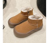 Botas de nieve de microfibra de media pantorrilla con punta redonda para mujer, oferta especial de invierno de 2024, planas con zapatos de mujer, botas cortas de felpa sin cordones para mujer 40 negro