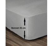 LOVELY HOME Drap Housse 100% Coton 140x190cm - Bonnet 35cm - Gris clair