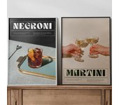 Póster de arte de Martini, impresión de Negroni, cóctel, bar, pared, lienzo retro, decoración, pintura de vino, sala de estar, hogar, amigos, imágenes de saludos 21x30cm No Framed