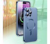 Funda de teléfono de carga inalámbrica de lujo para iPhone 13 Pro 14 12 11 15 Pro Max 14 Plus Xs Max cubierta protectora de lente de parachoques mate magnético iPhone 14 Pro Max azul