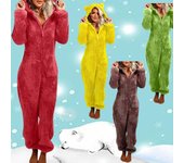 Monos mullidos para mujer, pijamas de terciopelo con capucha, chándales con cremallera, monos holgados e informales, ropa de casa cálida de invierno, talla 5XL 4XL rojo vino