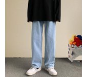 Primavera y otoño Versión coreana de los pantalones vaqueros de los hombres Moda de moda Suelta Recta Todo fósforo Colgante Niños Pantalones de pierna ancha Pantalones de estudiante S negro