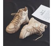 Botas de plataforma gruesas para mujer, zapatos de lona, botines cortos de caballero a la moda de otoño para mujer, botas de moto de suela gruesa estilo punk 35 negro