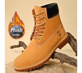 Botas altas para hombre, zapatos de cuero para hombre, zapatos cálidos de felpa a la moda para invierno, zapatillas de deporte para exteriores, botines antideslizantes con cordones para hombre 45