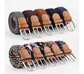 107/120/130cm UNISEX Casual Tejido Hebilla de Pasador Cinturón de Mujer Lienzo Tejido Elástico Expandible Trenzado Cinturones Elásticos para Vaqueros para Hombre 3.3cmX107cm