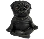 Estatuilla de perro meditando, estatua de Bulldog Francés de resina, escultura de Animal para cachorro de Yoga, adorno de decoración de escritorio para el hogar, oficina y jardín A negro