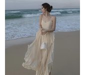 Vestido playero de gasa para mujer, estilo coreano, estilo hada, estilo playero, 2021 S