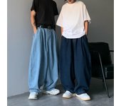 Pantalones vaqueros rectos para hombre, pantalones vaqueros azules holgados, pantalones vaqueros neutros Y2K, pantalones vaqueros anchos casuales para hombre, pantalones holgados de hip hop para hombre S azul claro