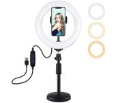 Soporte de escritorio con base redonda y luz de 20 cm y 7,9 pulgadas de PULUZ negro