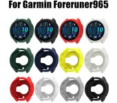 Carcasa de silicona con marco de parachoques, funda protectora suave para reloj inteligente Garmin Forerunner 965 Red