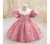Vestido de fiesta de bautizo para primer cumpleaños de bebé pequeño, disfraces de princesa rosa de lujo con bordados, vestidos de fiesta de boda para niños 6-9M color rosa