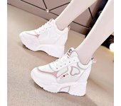 Zapatillas gruesas de otoño para mujer, de malla con cordones, deportivas de baloncesto, cómodas, con plataforma, informales, antideslizantes, con cuñas vulcanizadas 35