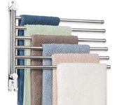 Toallero giratorio de acero inoxidable, estante de rotación de 180 grados y 4/6 brazos, soporte para toalleros montado en la pared para accesorios de baño
